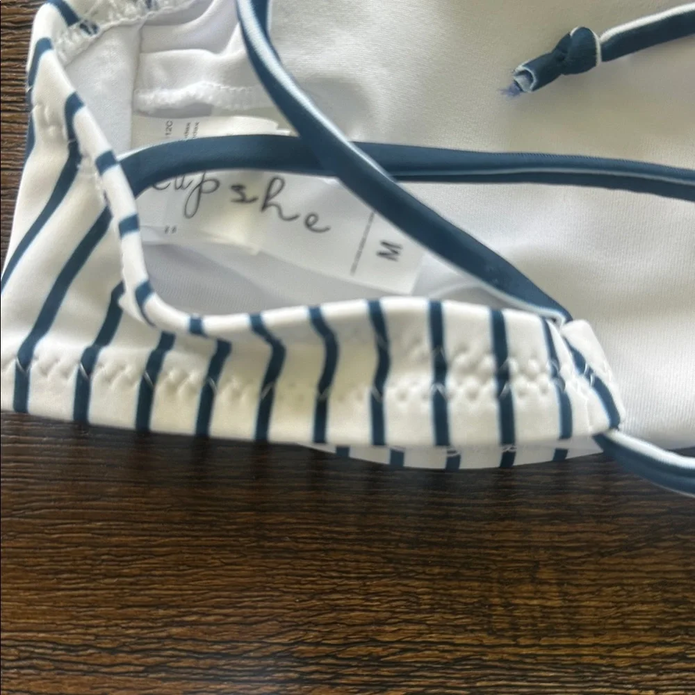 NWT Navy and White Vertical Stripe Bikini Set - Picture 6 of 6